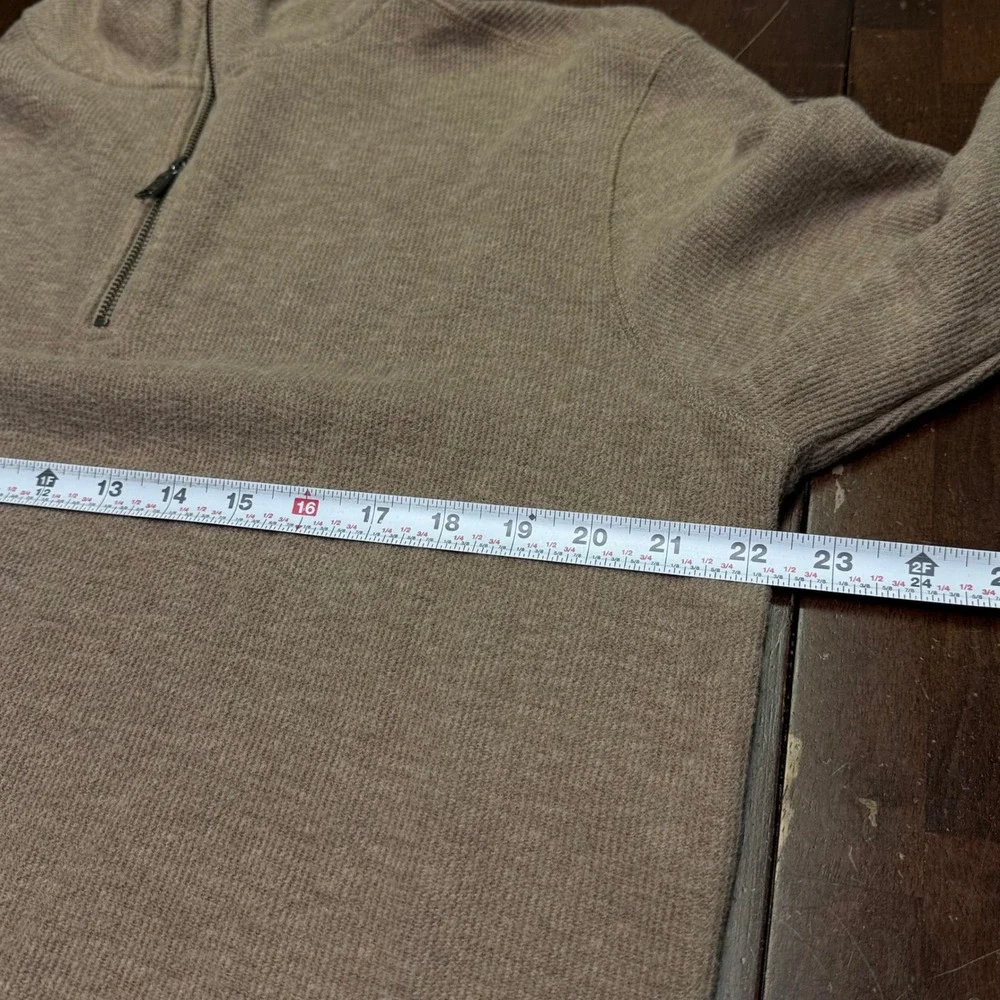 Banana Republic Quarter Zip Pullover Mens M Tan Textured Cotton Blend 1799236